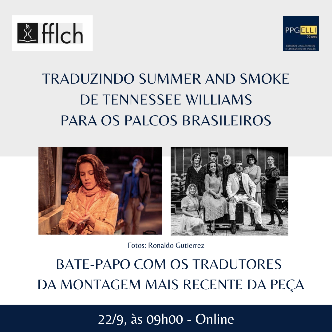 Banner divulgação Traduzindo Summer and Smoke de Tennesse Williams para os palcos brasileiros